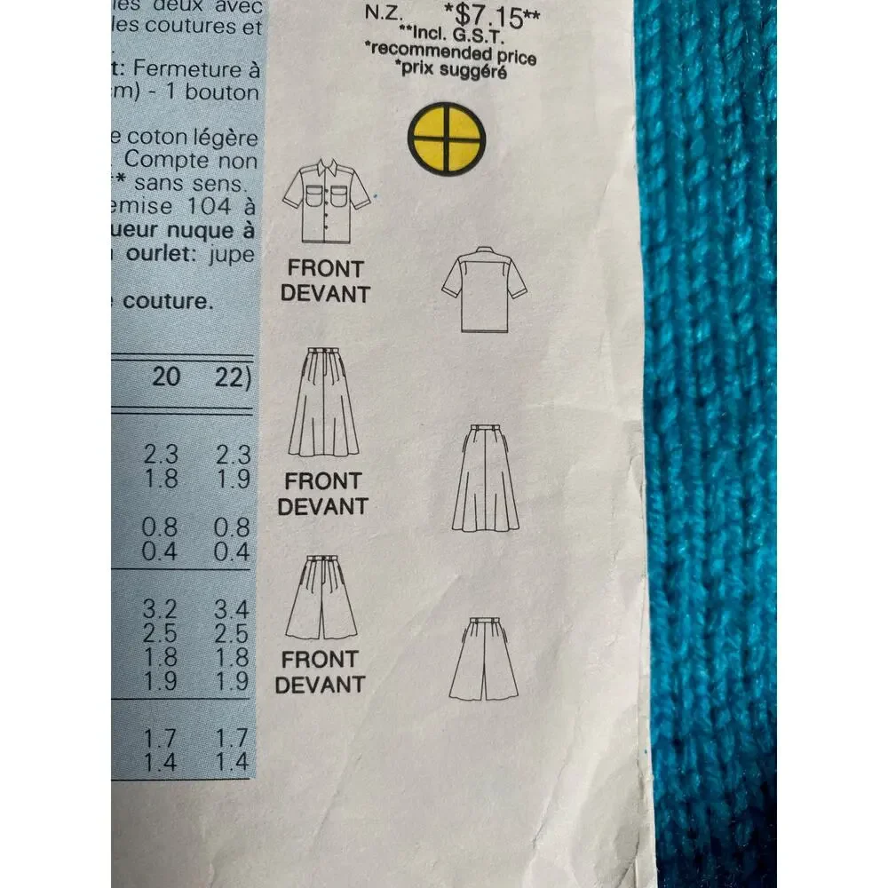 Butterick Sewing pattern 6008 top skirt sz 6 8